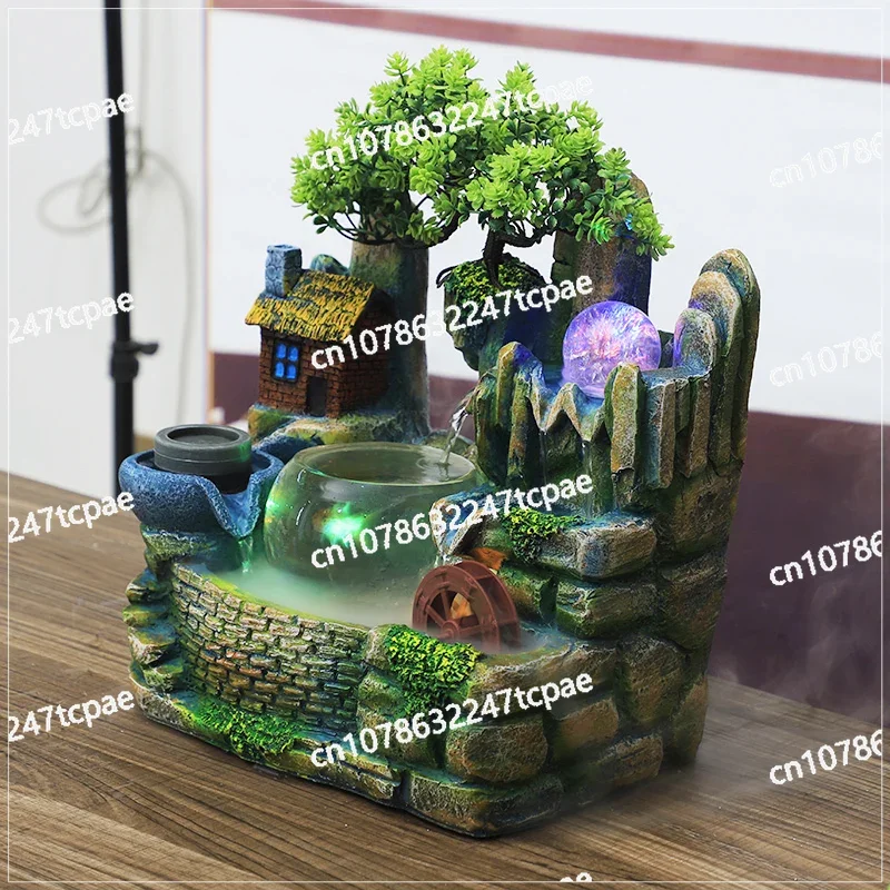 Opening gift rockery, flowing water fountain, feng shui wheel, tabletop, water landscape, wealth attraction, living room decorat