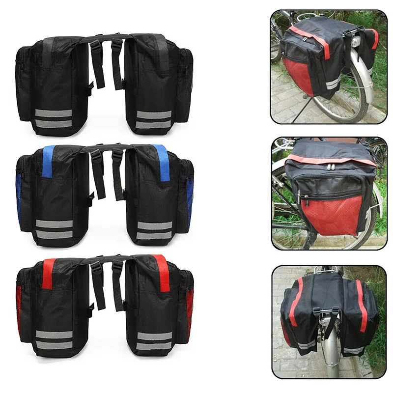 

Водонепроницаемая сумка на задний багажник для велосипеда, сумка на седло для горного велосипеда с двойным отделением для хранения, двусторонняя конструкция, светоотражающие полосы