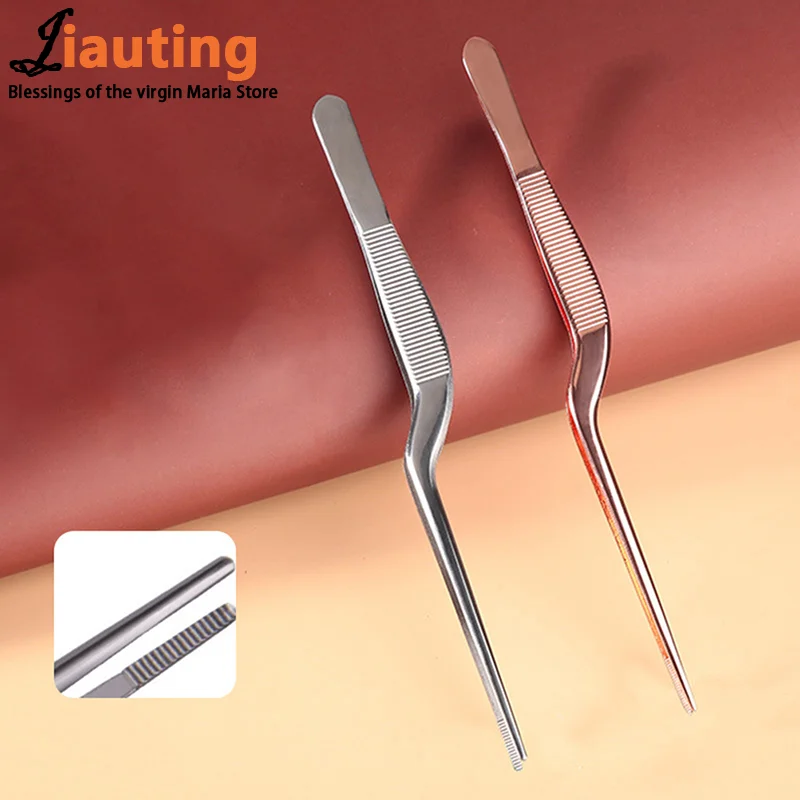 Ear Nose Earpick Wax Removal Forceps Angled Clamp Nasal Tool Curved Earwax Tweezers Clip Eyelash Remover Cleaner Tweezer