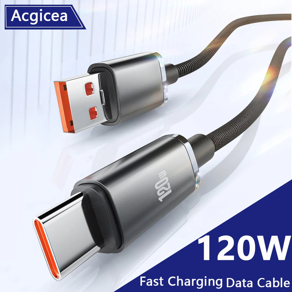 

120W Type C Cable 6A Super Fast Charging USB C Wires For iphone Samsung Xiaomi Huawei Quick Charge 3.0 USB C Cables Data Cord