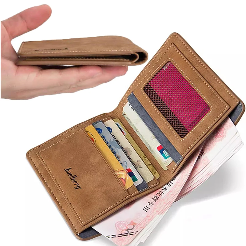 2025, neue kurze Herren-Retro-Geldbörse mit mehreren Steckplätzen, lässige und modische Geldbörse mit mehreren Fächern, kurze vertikale Pu-Leder-Geldbörse