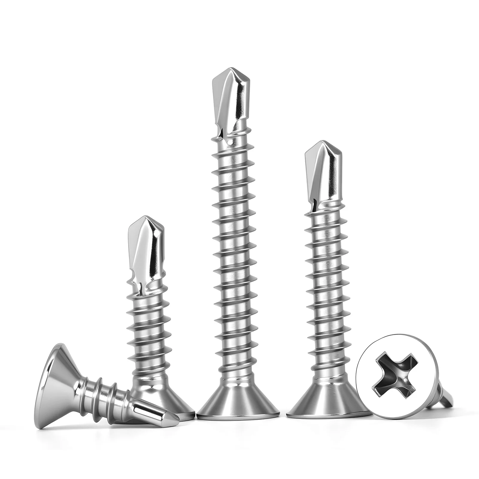 10-50 Uds 304 tornillo autorroscante de acero inoxidable tornillo autoperforante Phillips de cabeza plana para chapa metálica M3.9 M4.2 M4.8 M5.5