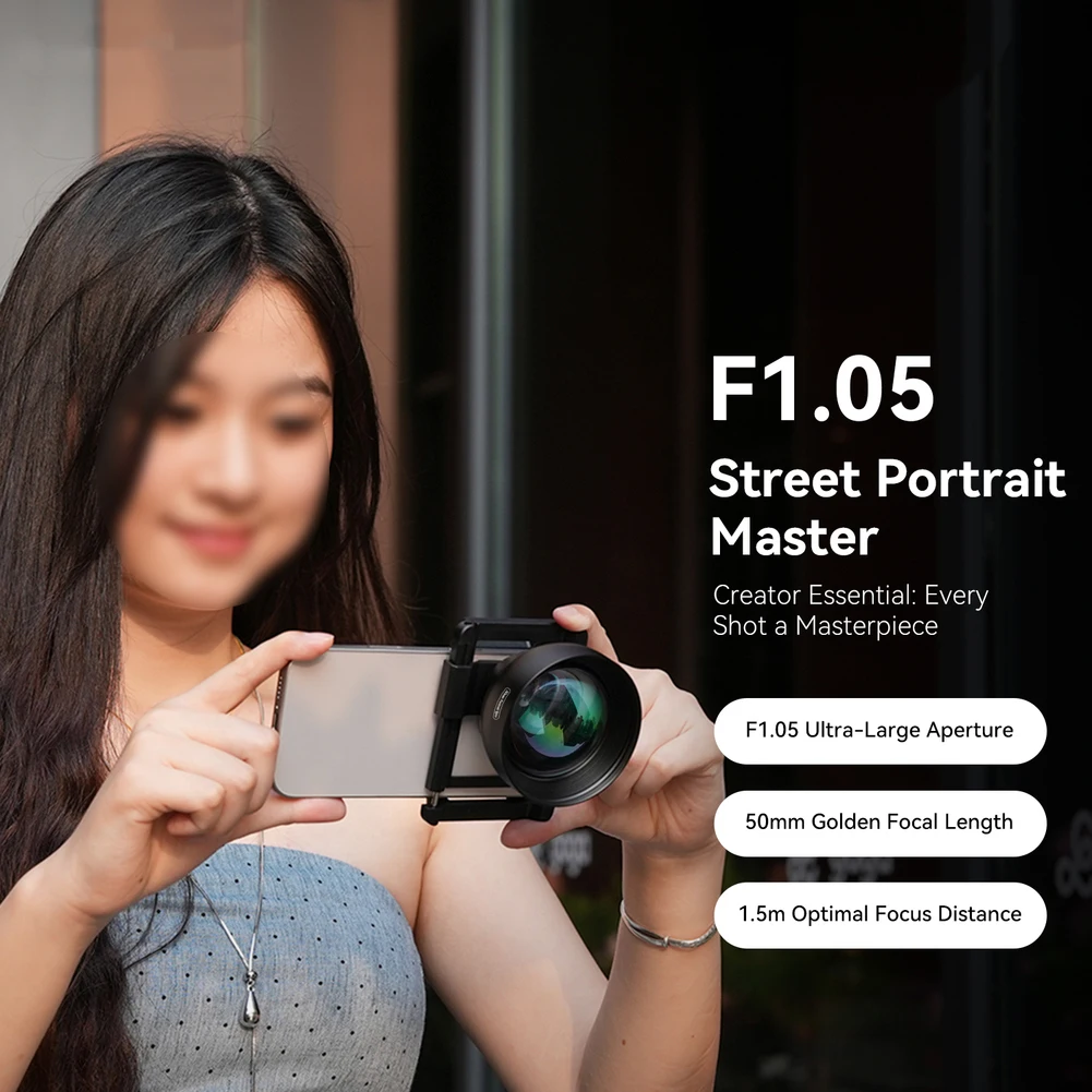 50mm HD External Portrait Lens For Mobile-phone F1.05 Ultra-Large Aperture For Stunning Shots Clip On Phone Camera Lens