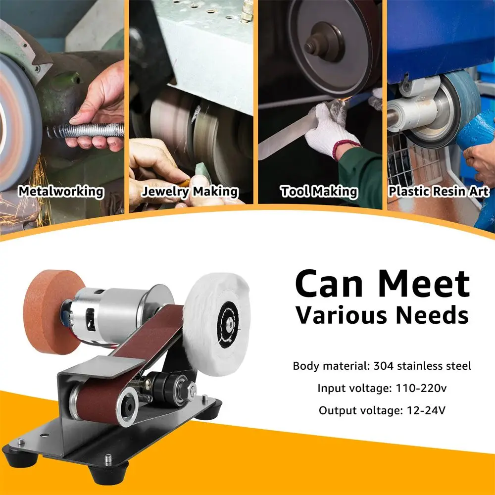 Mini Belt Sander Multifunctional Electric Belt Grinder 7 Adjustable Speed Low Noise 15° Cutter Sharpener Sander Tool EU Plug