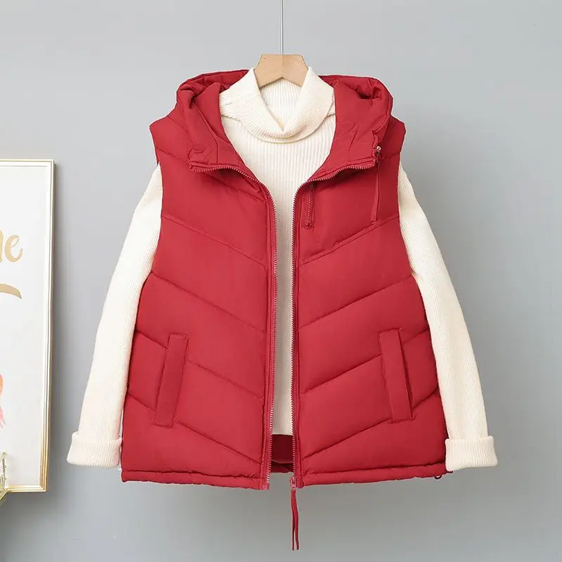 

Autumn Winte Parkas Women Vest Coats Thick Warm Sleeveless Turn Down Collar Coat Single Breasted Cardigan Black Clothes