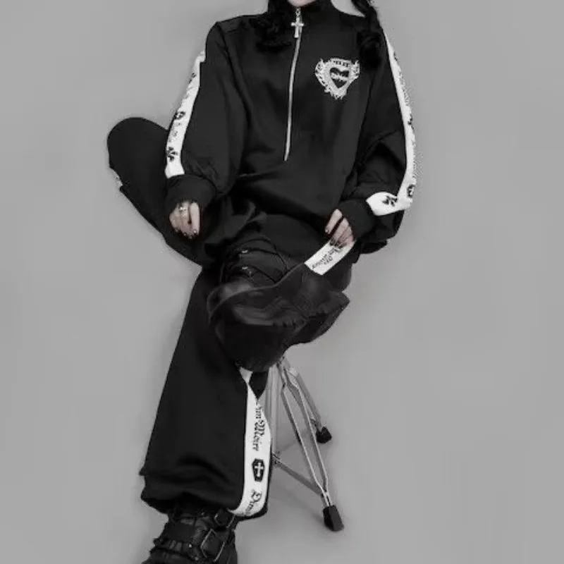 Ретро субкультура, индивидуальный дизайн, уличный рок, хип-хоп, серия Darkly, осенние новые свободные универсальные повседневные куртки, одежда на молнии