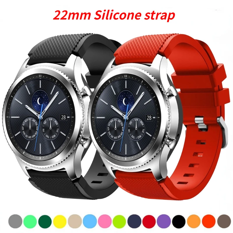 

22mm Silicone Strap For Samsung Watch 3/Gear S3 Frontier/Huawei Watch 3/3 Pro/GT/2 Sports Wristband For Amazfit GTR/Stratos/Pace