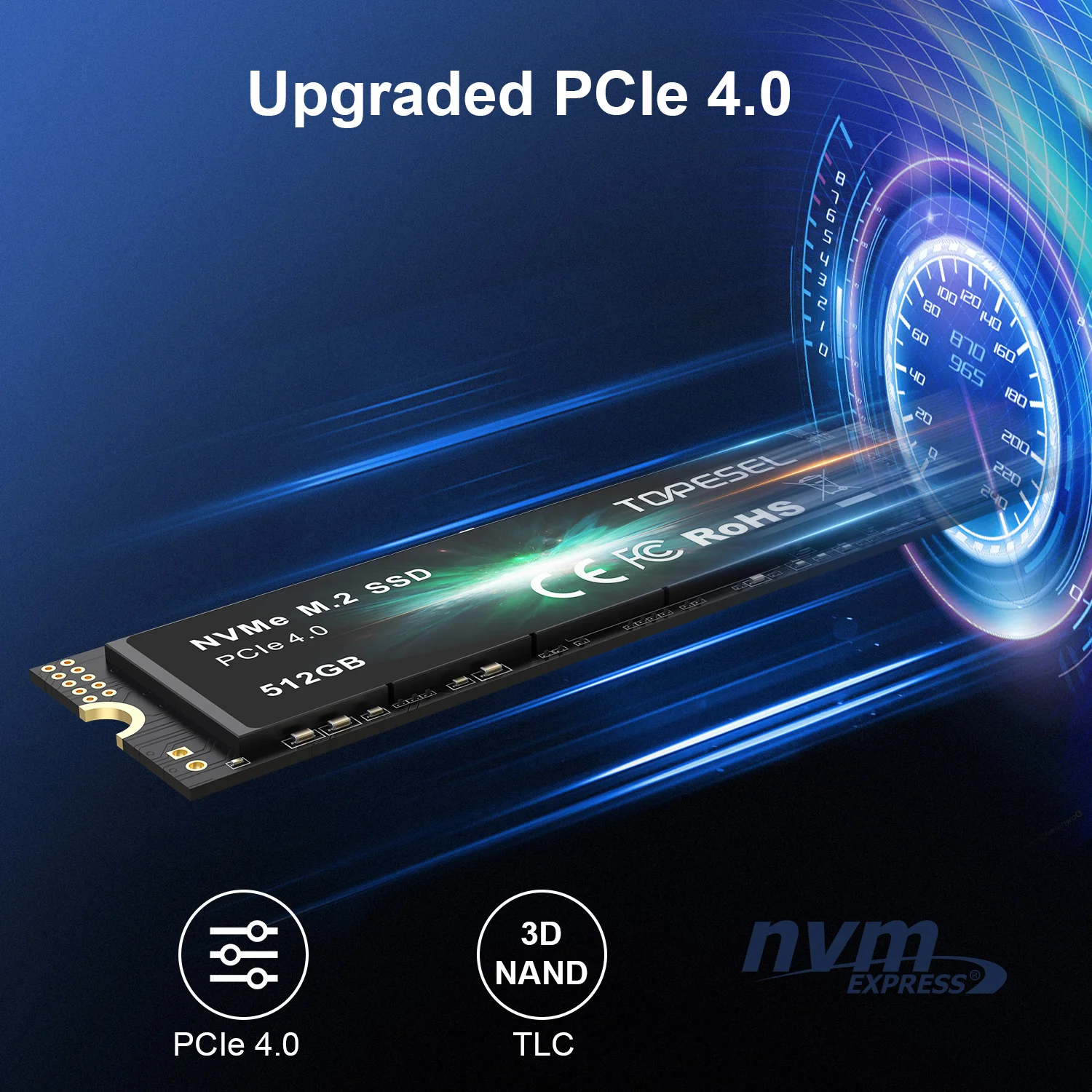 TOPESEL X16 SSD NVMe M2 512GB, Hard Disk Internal Solid State PCIe 4.0x4 2280 SSD M.2 Drive untuk PS5 Laptop PC