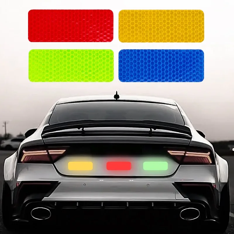 20/10PCS Car High Visibility Reflective Stickers Night Driving Safety Warning Sticker Auto Exterior Rectangular Protective Decal