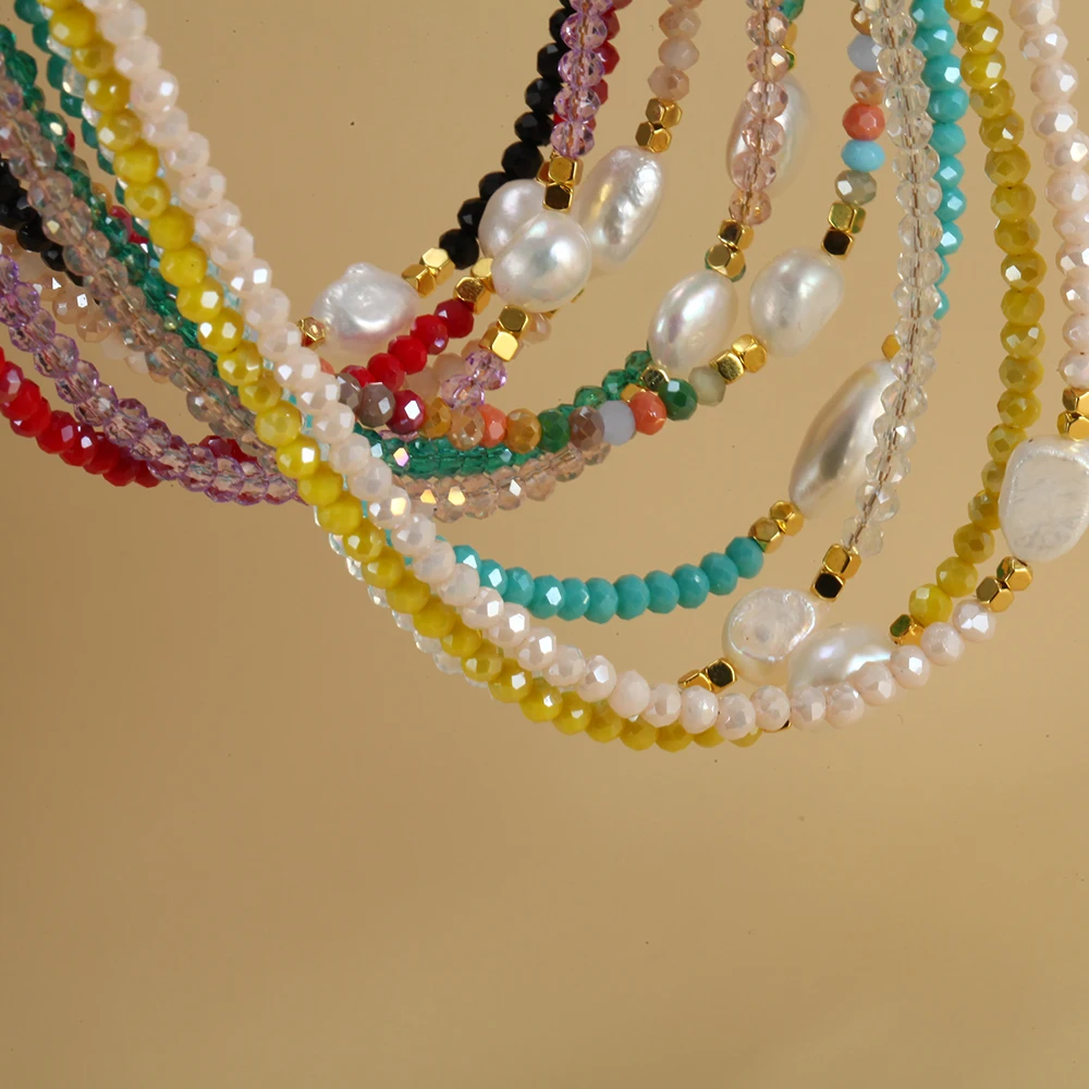 Collar de perlas de agua dulce con cuentas de piedra Natural para mujer, gargantilla bohemia, gargantilla de acero inoxidable, collares ajustables, colgante