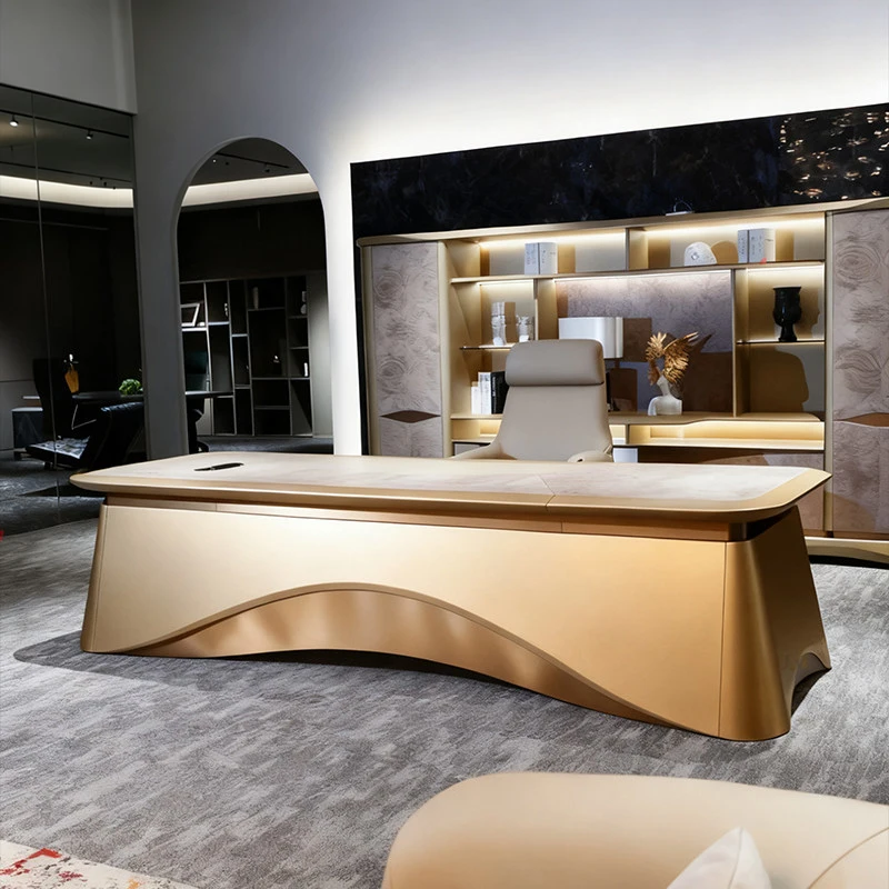 Italian Luxury Modern Designer Style Modular High-end Customized Solid Wood Tree Tumor Boss's Desk President's Office Furniture