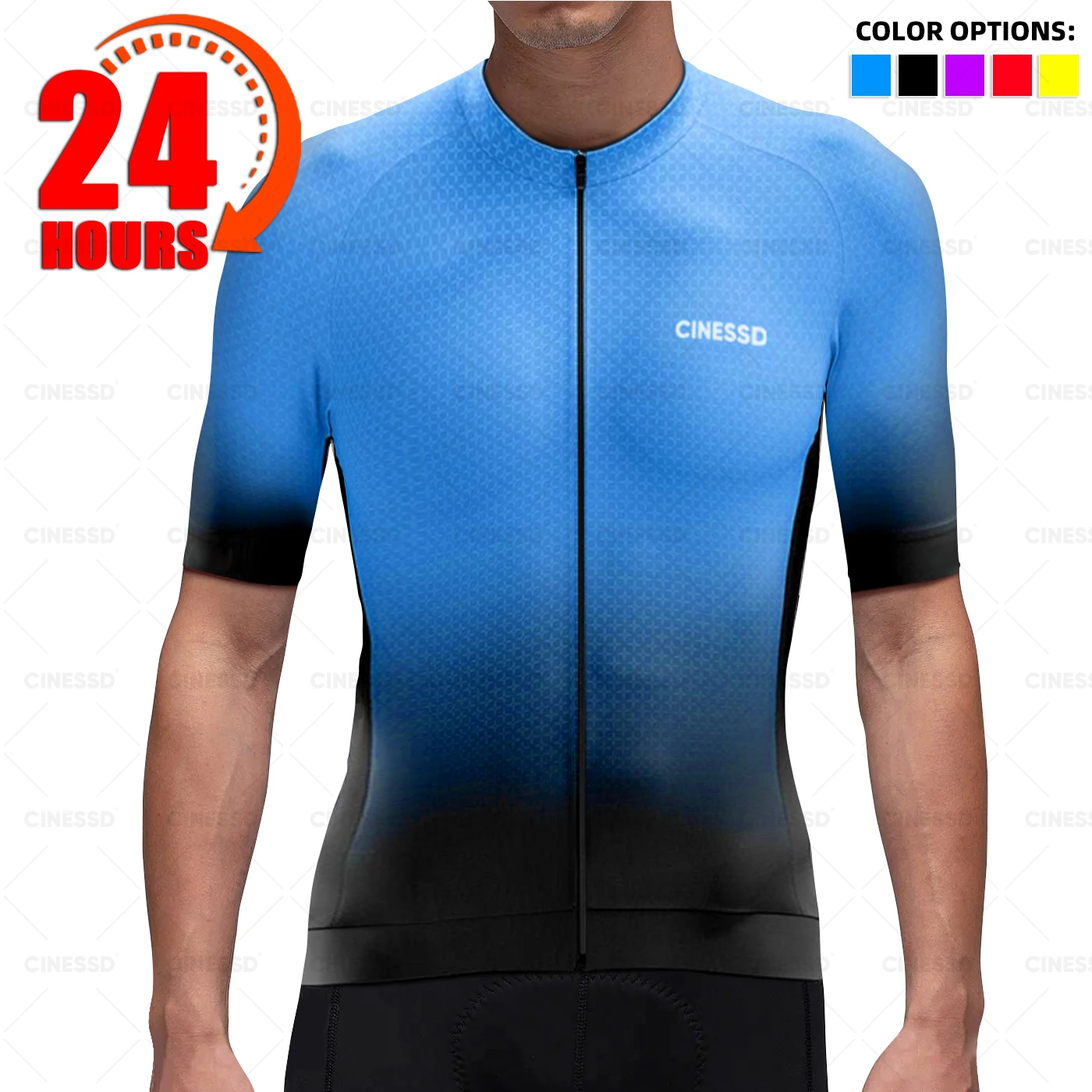 CINESSD-Conjuntos Uniformes Ciclismo Masculino, Manga Curta, Jersey Esportiva Respirável, Roupas de Bicicleta, Roupas de Equipe