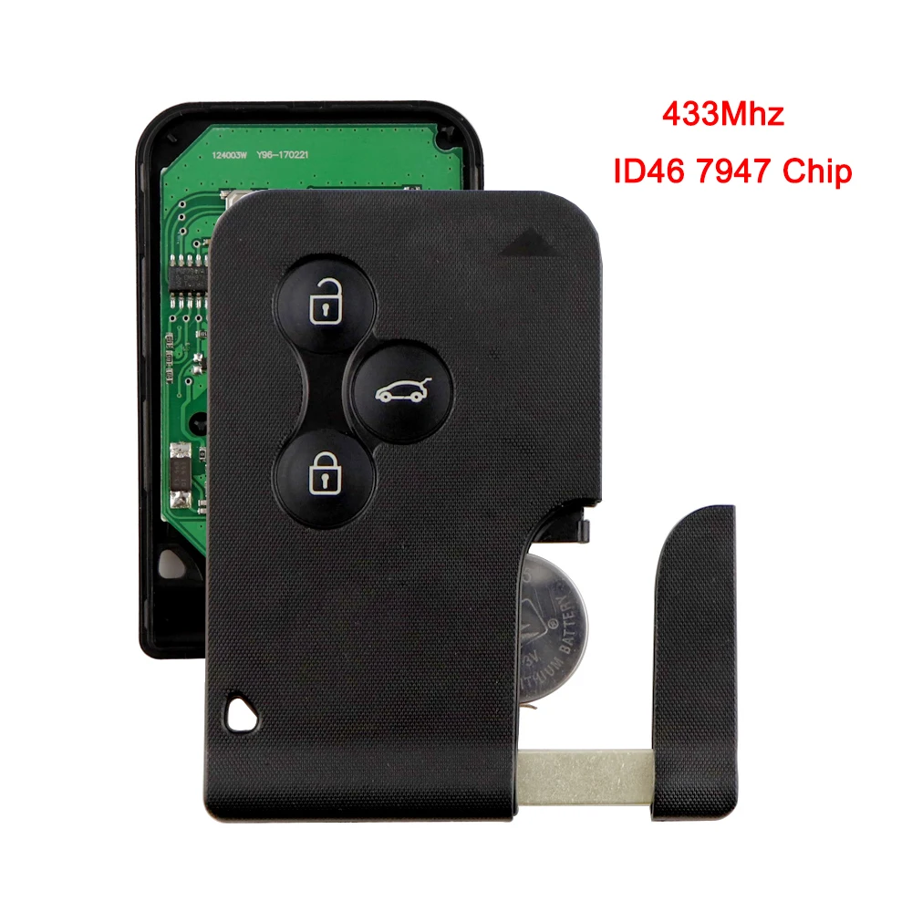 Yiqixin 433mhz controle inteligente chave do carro para renault clio logan megane 2 3 scenic id46 pcf7947 chip inserir 2 botões de cartão remoto fob