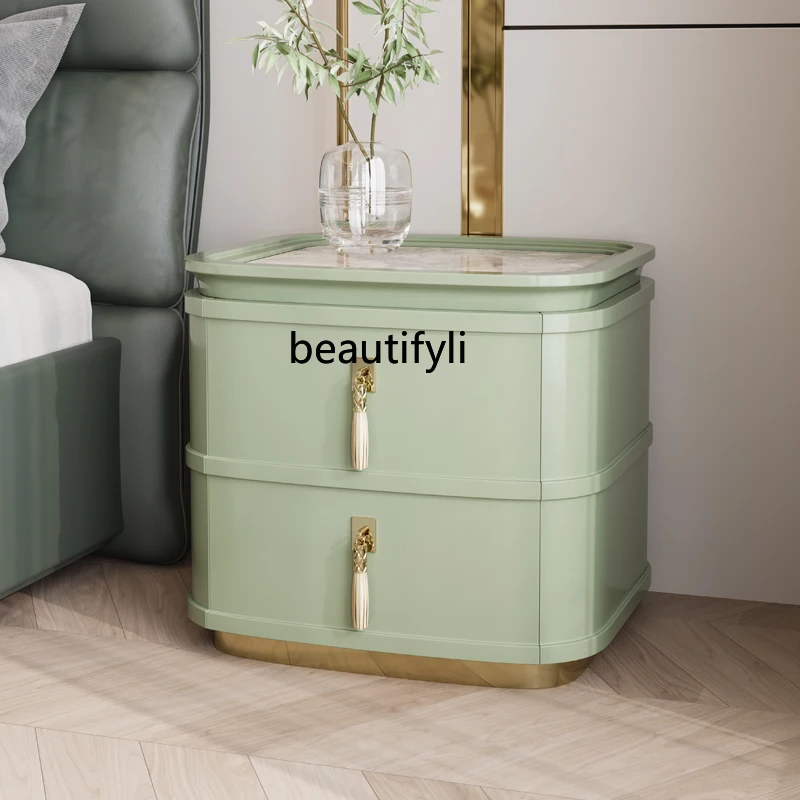 

Italian light luxury light luxury bedside cabinet simple post-modern bedroom storage cabinet baking paint