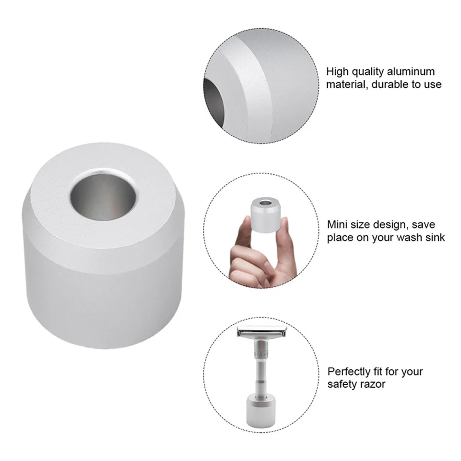 ( Stand Only ）Safety Razor Stand, Men's Aluminum Alloy Shaving Razor Base Holder, Manual Razor Holder for Bathroom Countertops