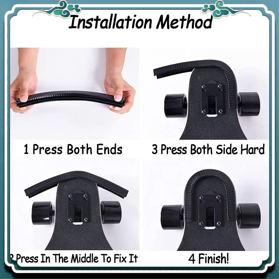 

Reliable 2Pair Skateboard Nose And Tail Guards, Longboard Edge Protection, Impact Resistant Rubber Cover