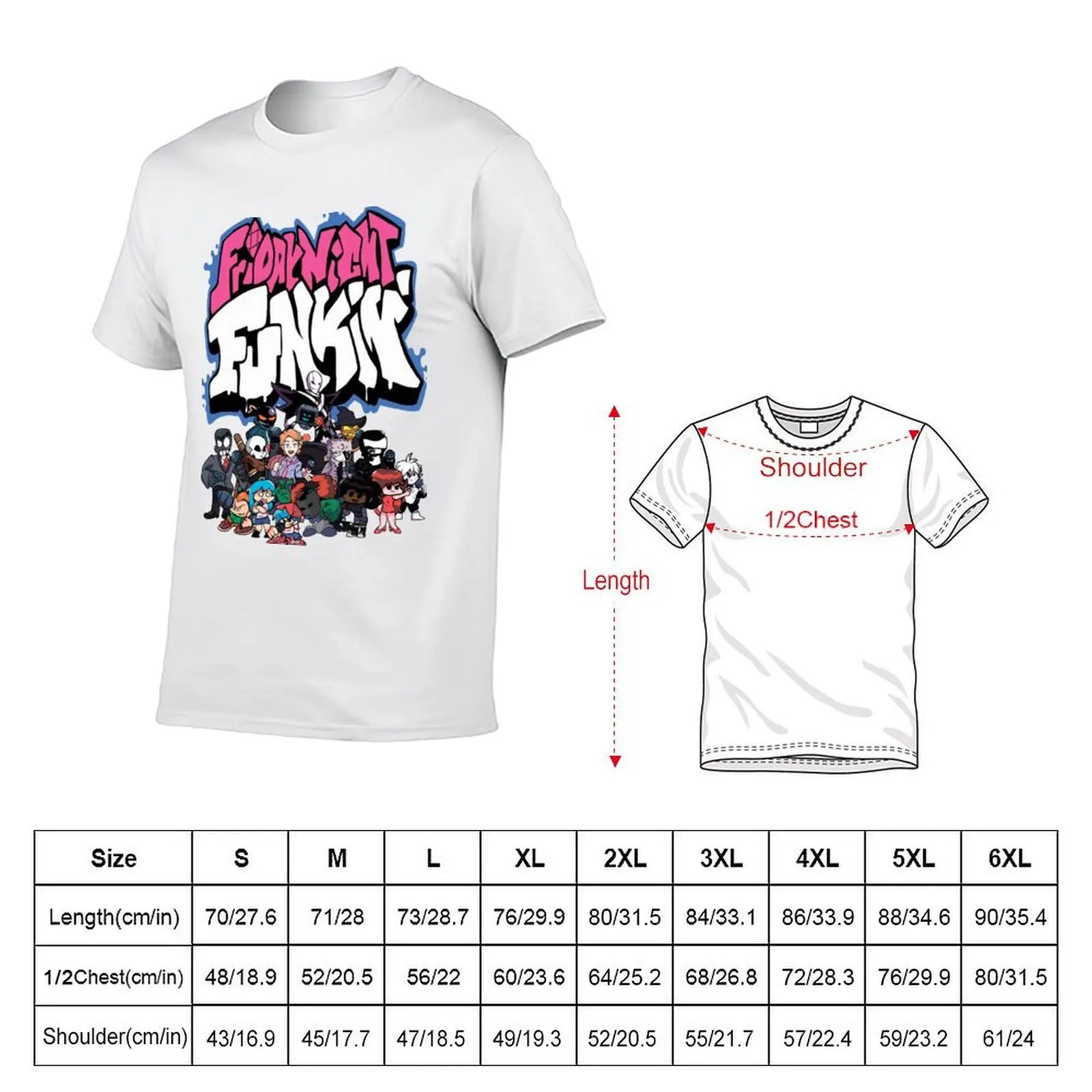 شخصيات FNF + شخصيات Mod تي شيرت قطني تي شيرت عالي الجودة مضحك تي شيرت فكاهة داكنة تي شيرت