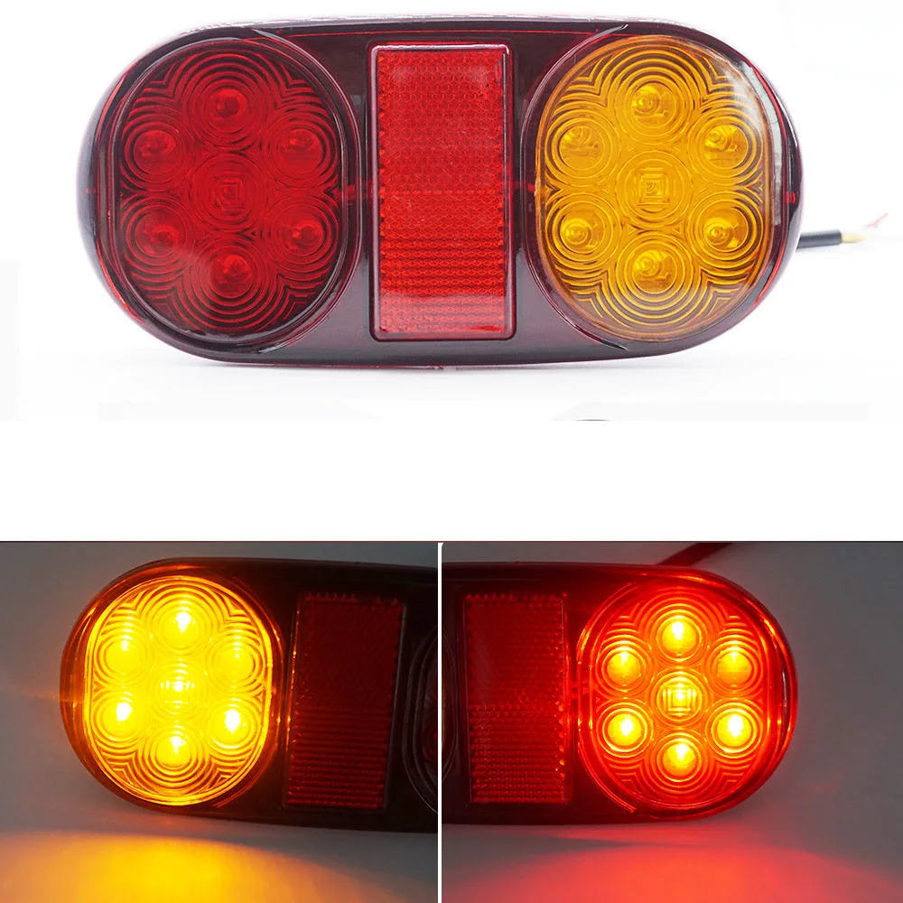 2PCS 14 LED 12V Truck Trailer Boat Caravan Car Rear Tail Light Brake  Taillight Red Yellow Stop Lamp Warning Indicator 14LED