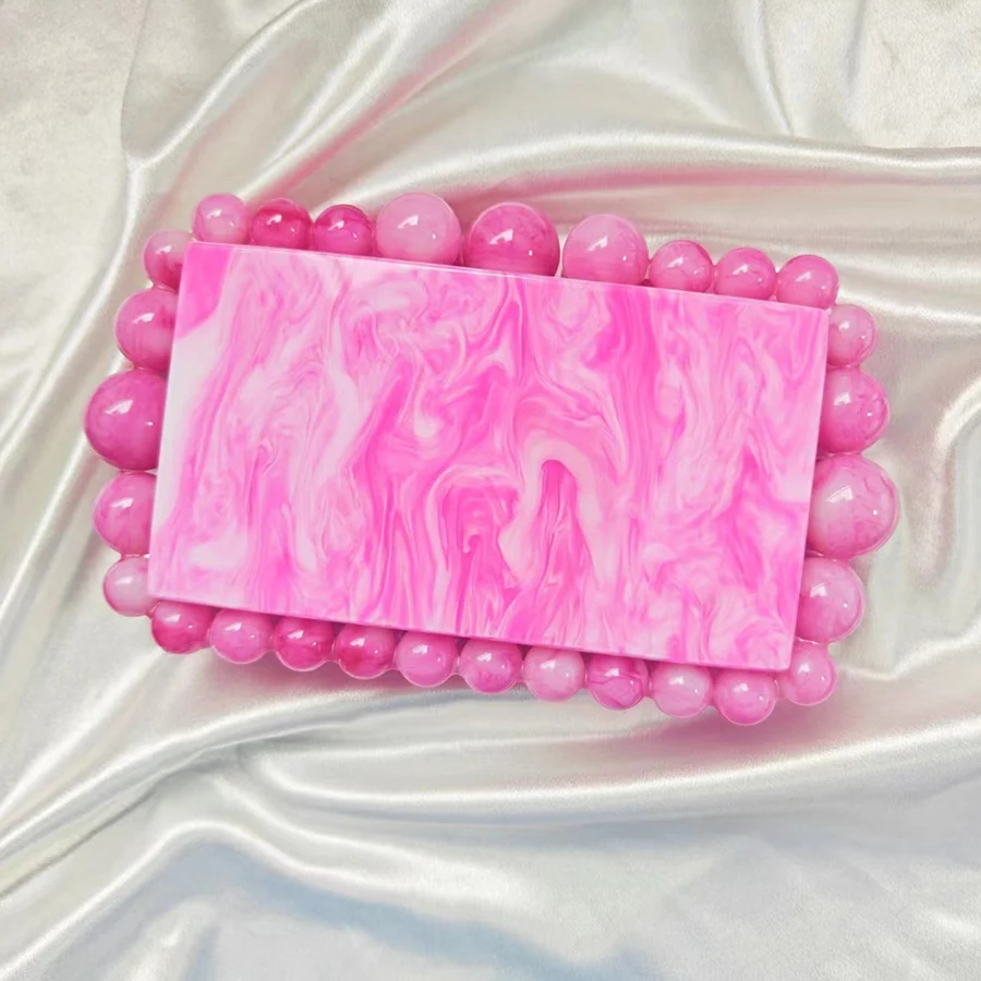 Panelled Acrylic Box Evening Clutch Bags For Wedding Party Women Luxury Designer Boutique Marbling Beads Purses And Handbags Sac