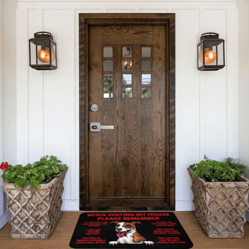 Peeking Dog Jack Russell Terrier Door Floor Kitchen Bathroom Mats Anti-Slip Indoor Doormat Garden Entrance Carpet Rug