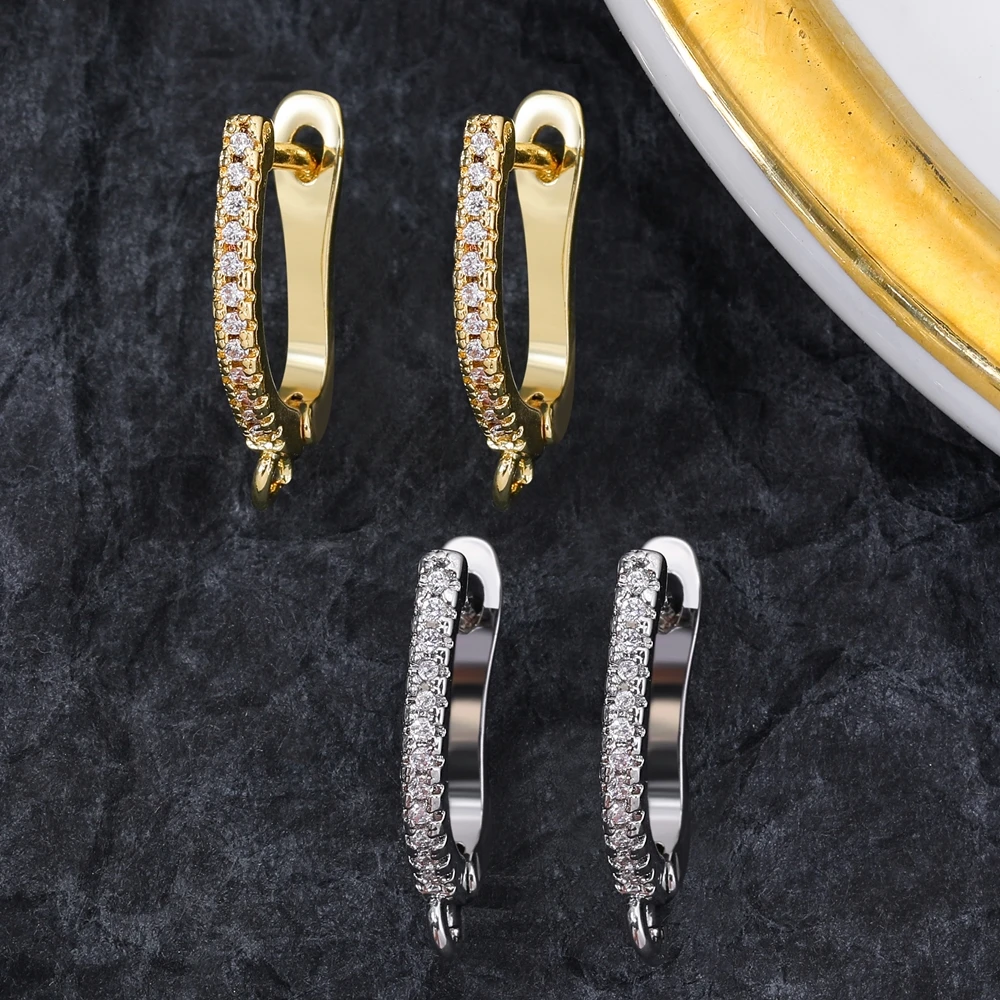 Juya 2 4Pcs/Lot 18K Real Gold Plated Earwire Fasteners Earring Hooks Accessories For DIY Women\'s Anti-Allergy Earrings Making