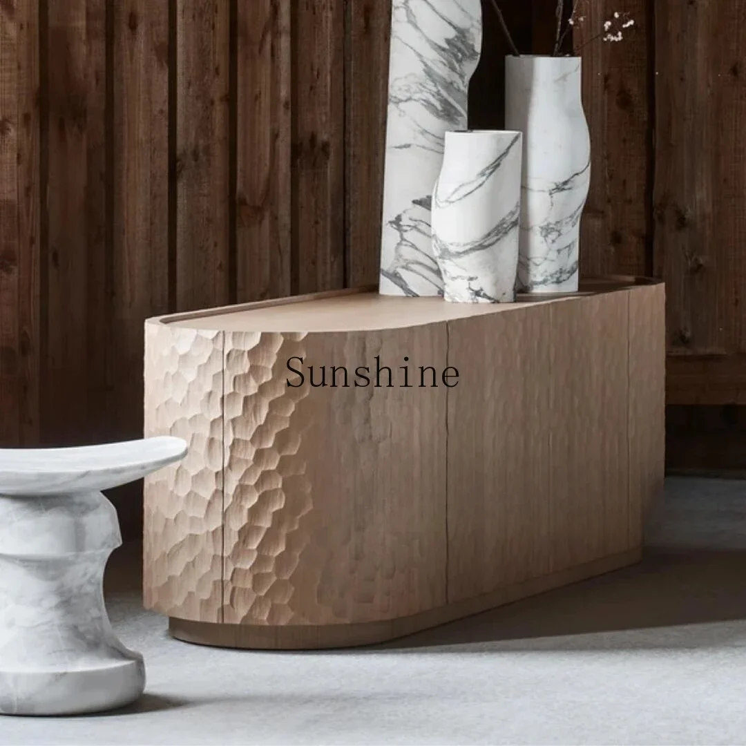 

Medieval style solid wood hammer pattern design Nordic dining side TV cabinet creative entrance storage FT