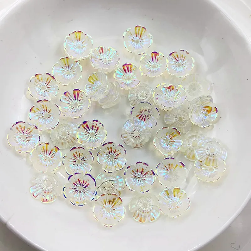 DIY 50pcs 10mm Flat Back Resin Flower Scrapbook 3D Resin DIY jewelry Fine Decoration Wedding Crafts-HR34