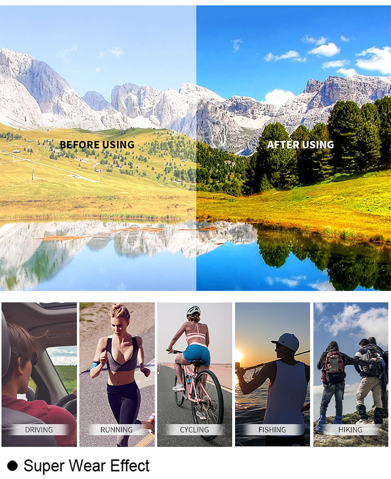 Polarisierte UV400-Angelsonnenbrille für Herren und Damen, Sportbrille zum Radfahren, Laufen, Wandern – Detail 17
