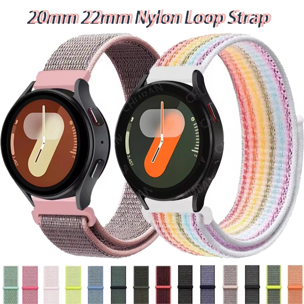 Нейлоновый ремешок с петлей 20 мм 22 мм для Samsung Galaxy Watch 7/6/5/4, сменный браслет для Amazfit GTR/Gear S3/Huawei Watch GT4/GT5Pro