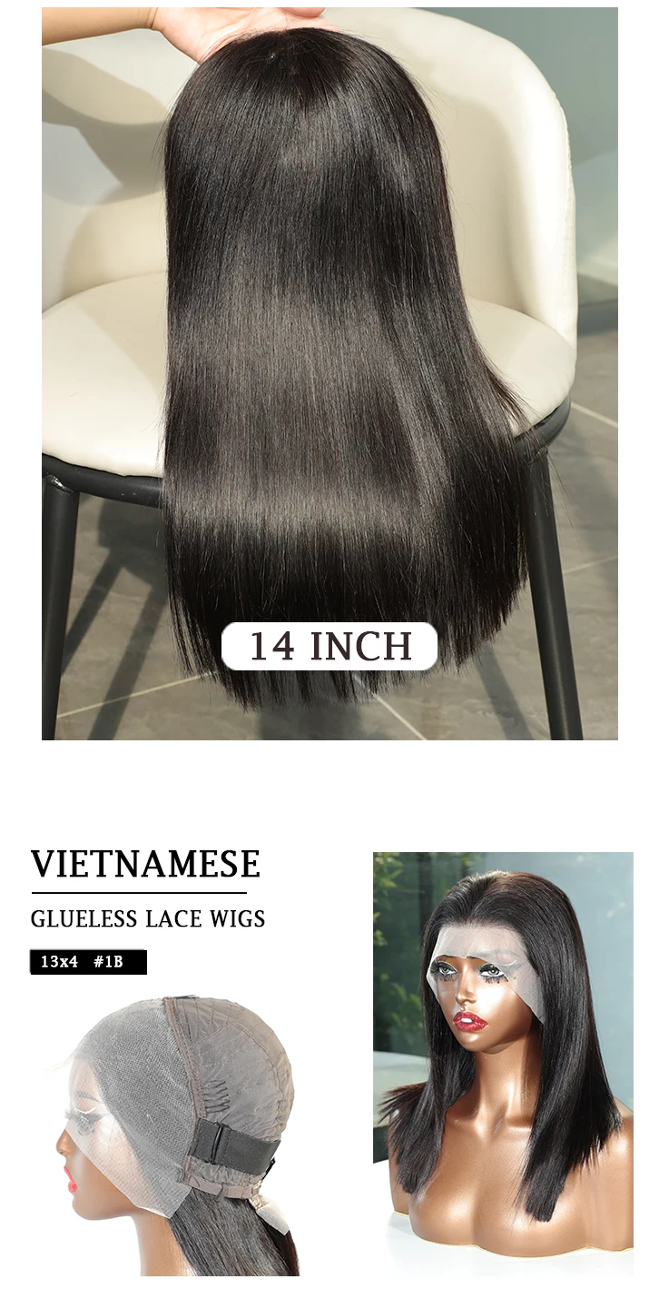 15A 300 250% High Density 13x6 13x4 Lace Frontal Bob Perücken aus vietnamesischem Rohhaar, Super Double Drawn, 100% Echthaarperücke, 10 12 14 16 Zoll – Detail 3