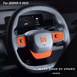 For ZEEKR X 2023 2024 Car Inside Steering Wheel Button Suede Protective Sticker Alcantara Interior Accessories