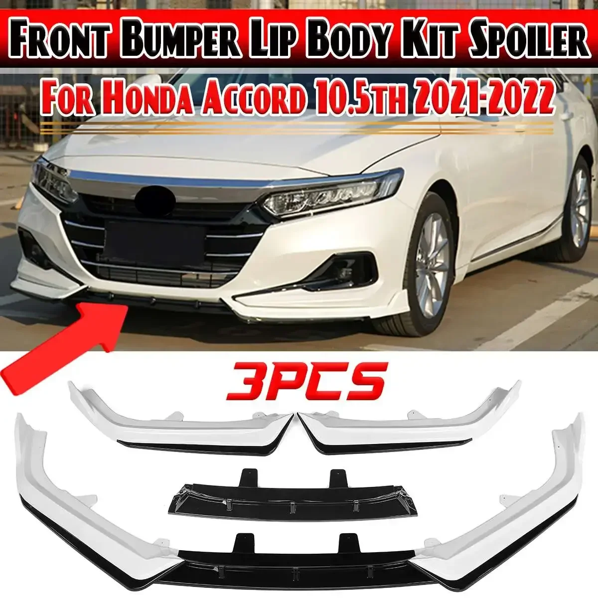 

New Car Front Bumper Splitter Diffuser Lip Protector Spoiler Deflector Lips Guard Body Kit For Honda Accord 10.5th 2021-2022