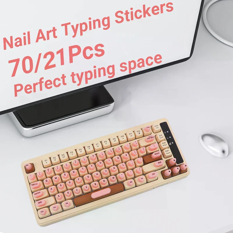 70/21Pcs Silicone Bubble Keyboard Keycaps Raised Adhesive Stickers Practical Accessory For Long Nails
