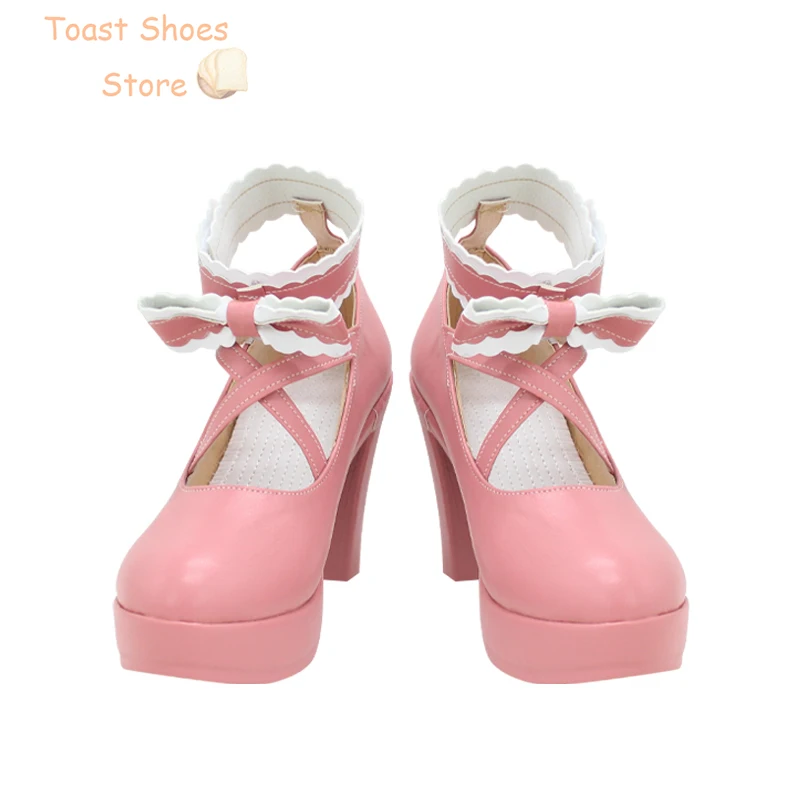 Anime Who Made Me A Princess Siya Cosplay Shoes Cute Pink PU Leather Shoes stivali di carnevale di Halloween Prop Costume Prop