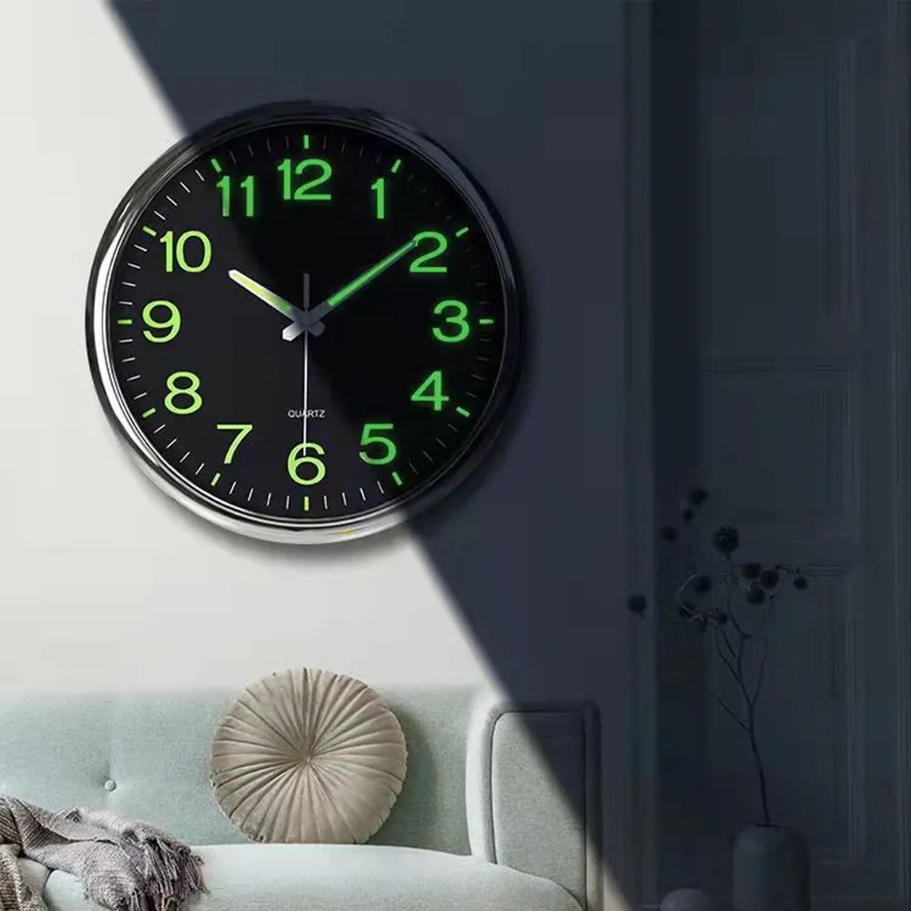 12 inch Luminous Minimalist Wall Clock Modern Design White Quartz Simple Glowing Hanging Clocks Bedroom Living Room Decoration