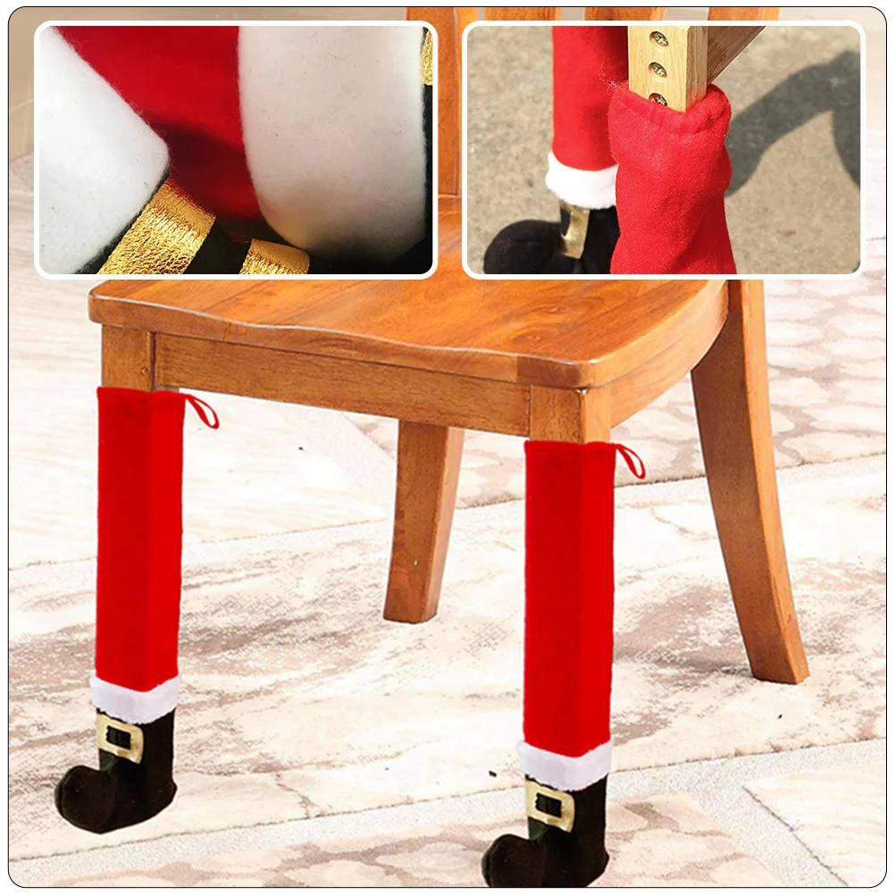 2 قطعة عيد الميلاد كرسي الساق يغطي سانتا كلوز قدم قبعات أثاث غرفة الطعام الساق حماة عيد الميلاد الجدول قدم الأكمام ديكور المنزل