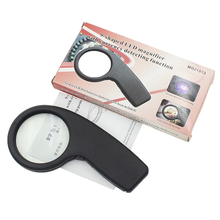Lupa Lupa com Luz Led Lupa de Bolso Portátil 50 mm Jóias Leitura Lupa 4x