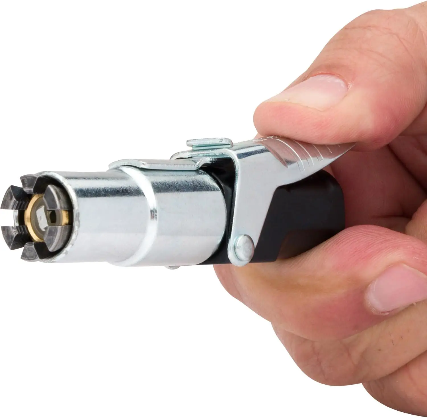 ظرف الإطارات عالي التحمل مع 6 فكي فولاذي، يقفل بشكل آمن على أي صمام، يقدر 150 رطل لكل بوصة مربعة للتضخم الخالي من التسرب