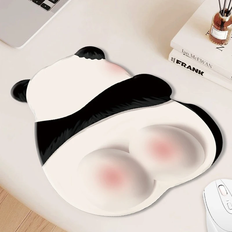 Pink Panda Mouse Pad Silicone Wrist Cute Non Slip Computer Office Mouse Mat Desk Decor Supplies