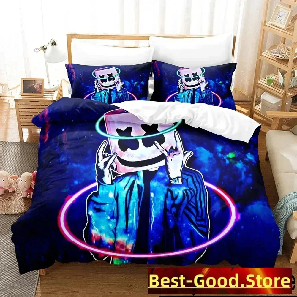 

3D Print Marshmallow DJ Bedding Set Duvet Cover Bed Set Quilt Cover Pillowcase Comforter king Queen Size Boys Adult Bedding Set