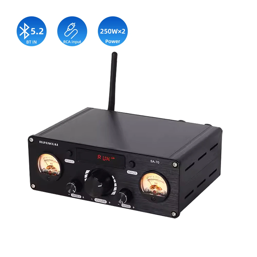 

PJ.MIAOLAI SA70 Bluetooth Power Amplifier TPA3255 High-Power Digital Sound Amplifier XLR/USB/RCA 250W×2 Active Subwoofer