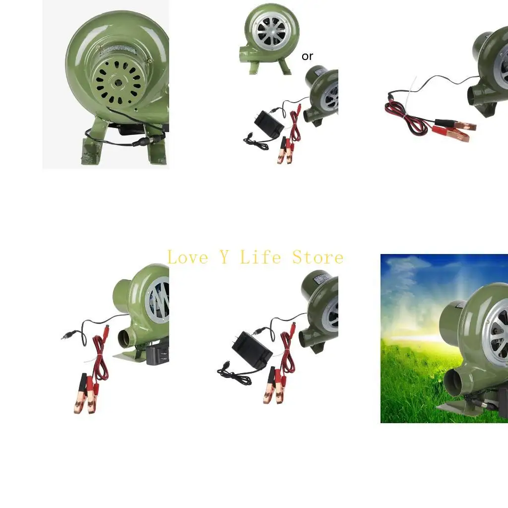 L74C 12V 30W/60W/100W BBQ منفاخ قابلة للتعديل السرعة المحمولة مشتركة مدخنة الفحم المحمولة