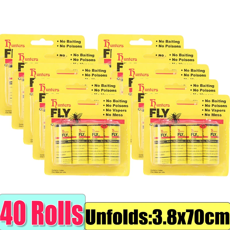 Strong Double Sided Fly Sticky Tape Strong Self-adhesive Paper Strip for Flying Insect Bug Mosquitos Catcher Roll Killer Traps image 3