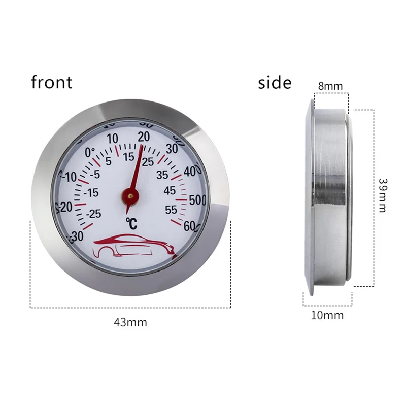 Mini Car Dashboard Thermometer Portable Vehicle Thermometer Round Temperature Gauge Meter Car Home Decoration