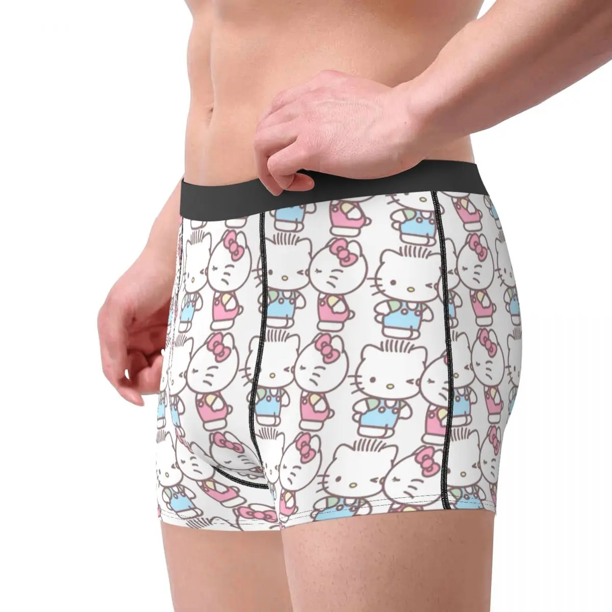 Hello Kitty Cartoon Bella biancheria intima maschile Mutandine Stampa Boxer elastici Pantaloncini di qualità Slip Taglie forti