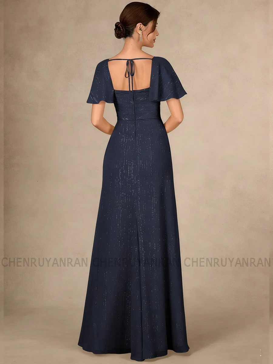 Sexy Long Mother The Bride Dresses 2026 Short Sleeve A-line Women's Wedding Party Attire Side Split Wedding Guest Dresses Custom
