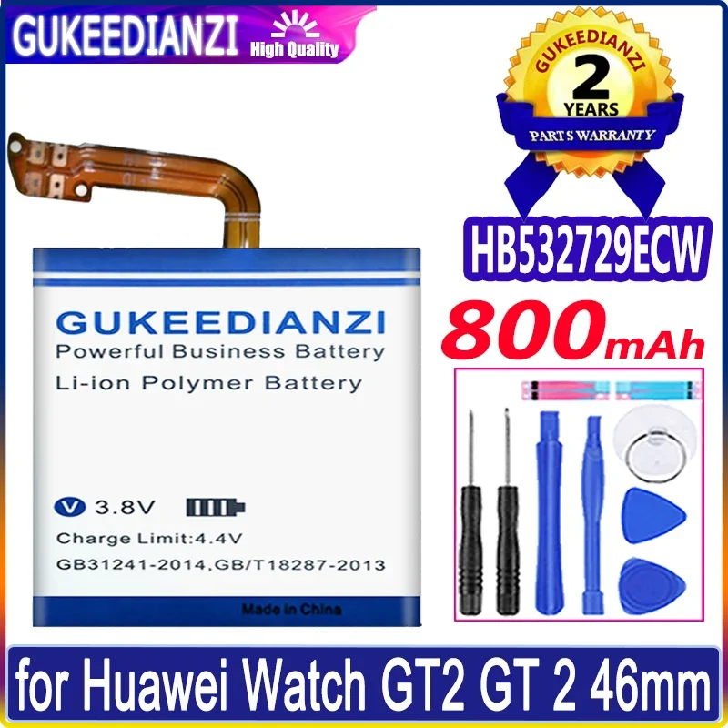 800mAh GUKEEDIANZI Battery HB532729ECW 46MM Battery for Huawei Watch GT2 GT 2 Smartwatch 46MM Battery