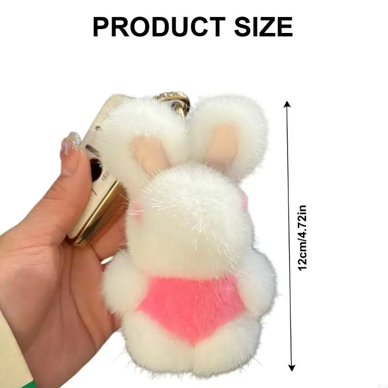 أفخم فرو المنك أرنب حلقة رئيسية رائعتين Bunnys حقيبة سلسلة مفاتيح حلية للأطفال أنيق الأطفال على ظهره الديكور 20CA