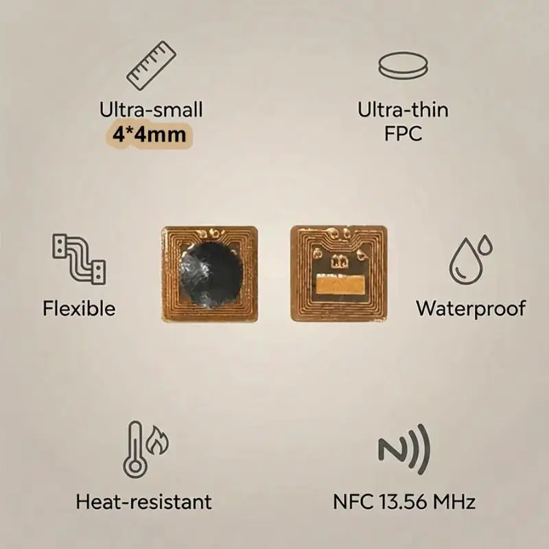 HUA Programmable 4*4mm Micro FPC NFC RFID Tag Sticker Ntag213 1mm Reading Range for Access Control And Supply Chain Management view 5