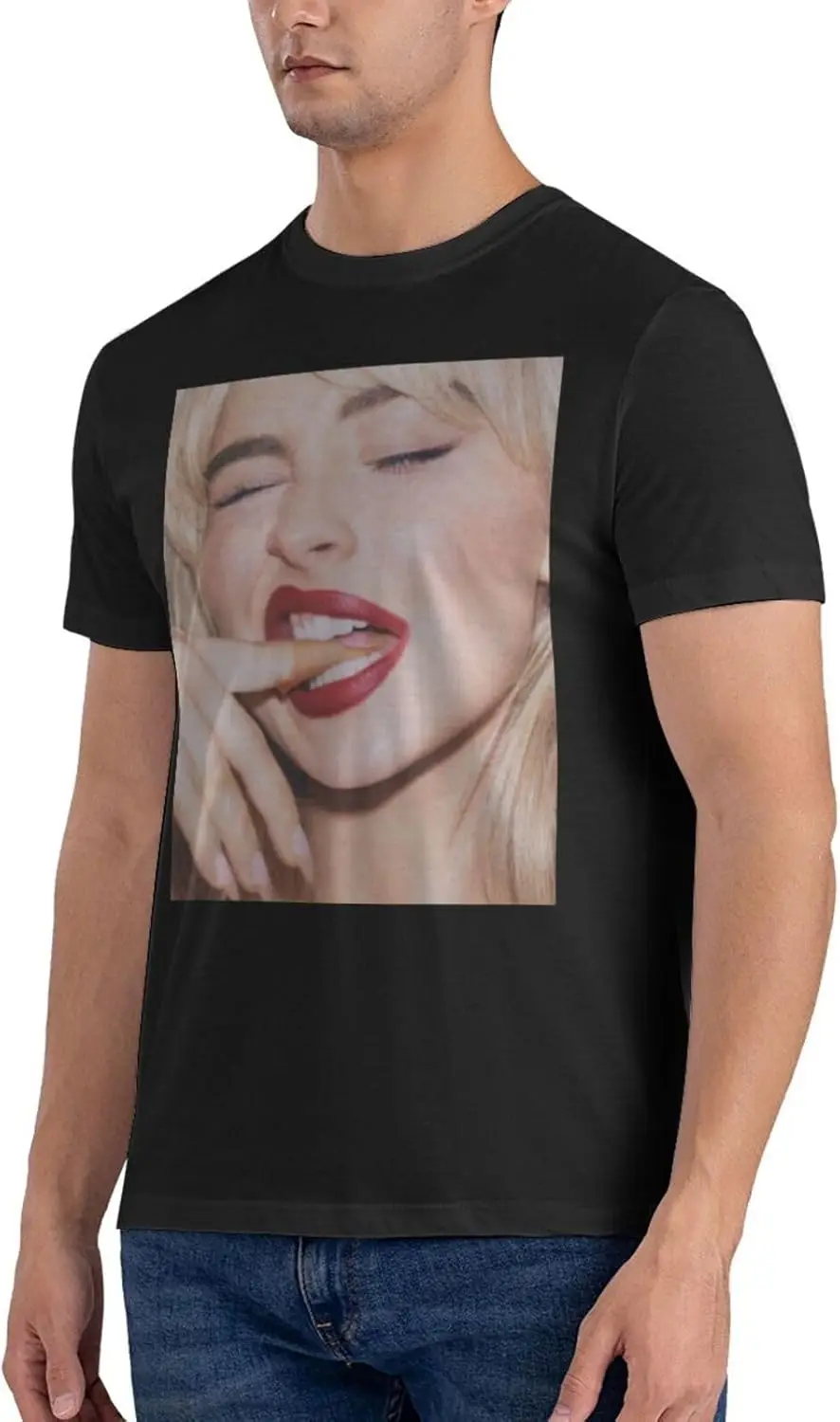 サブリナ ミュージック カーペンター シャツ メンズ クラシック 半袖 ラウンドネック コットン Tシャツ パーソナライズされたプリント トップス ブラック